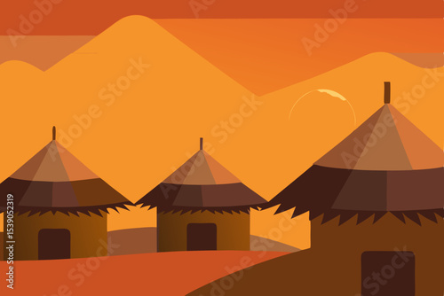 vector illustration of a desert landscape