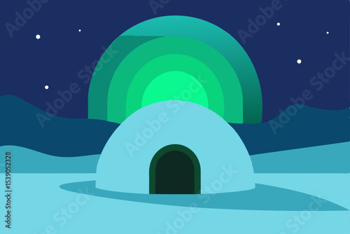 winter landscape with moon