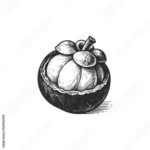 Hand-drawn Mangosteen Fruit Illustration