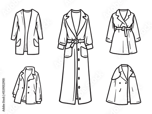 Duster Coat Fashion Line Drawings