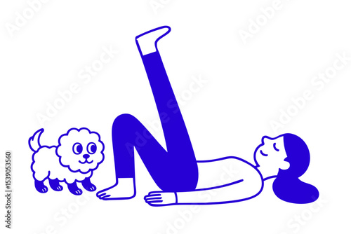 Woman Doing Leg Lift Exercise with Dog, Woman and Dog in Yoga Pose