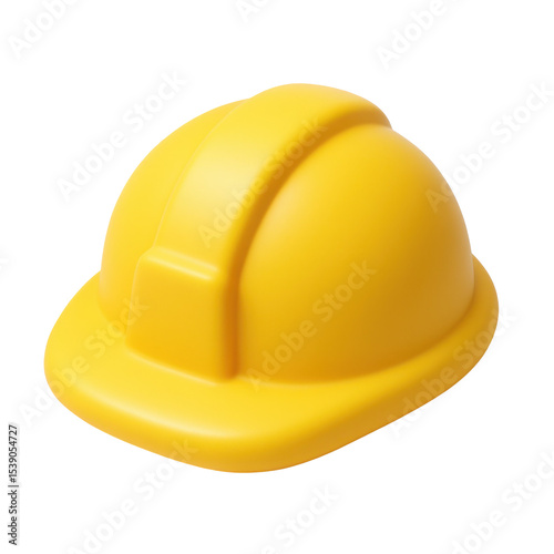 3d icon of a vibrant yellow construction helmet in a plastic style, symbolizing safety and protection in the construction industry, suitable for various design applications.