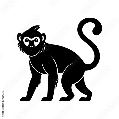 Monkey silhouette vector Style with white background
