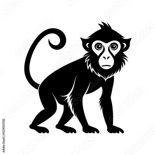 Monkey silhouette vector Style with white background
