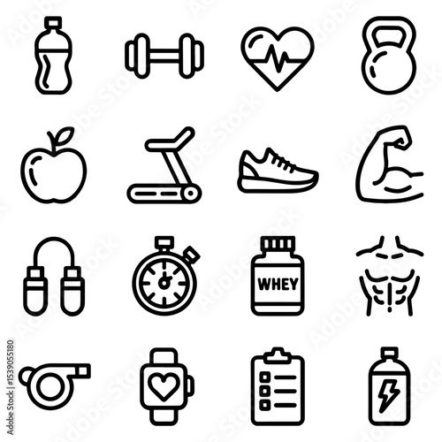 Collection of fitness and exercise related icons