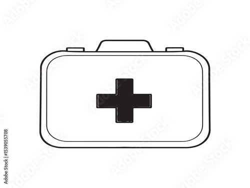First Aid Kit Simple Line Sketch