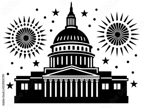 Us capitol building with fireworks display