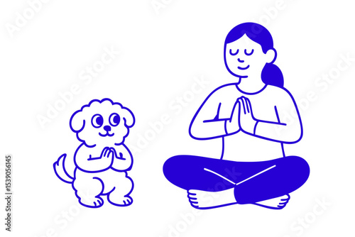 Woman and Dog in Yoga Pose