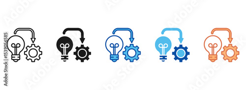 Implementation Icon Set Multiple Style Collection