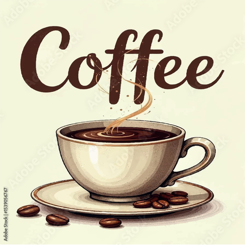 cup, vector, graphic, design, hot, poster, sketch, breakfast, coffee, cafe, espresso, drawing, white, banner, illustration, menu, black, art, beverage, caffeine, isolated, cappuccino, line, template, 