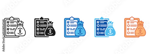 Budget Planning Icon Set Multiple Style Collection