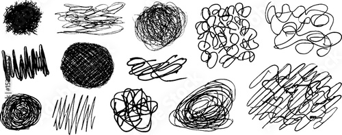Abstract expressionism collection of twelve hand drawn clusters for creative design