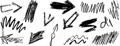 Abstract collection of twelve directional arrows for creative design use