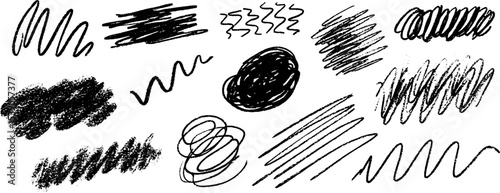Creative collection of twelve unique hand drawn abstract flow shapes