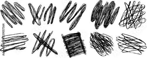 Abstract line art collection: twelve unique black and white compositions for modern design