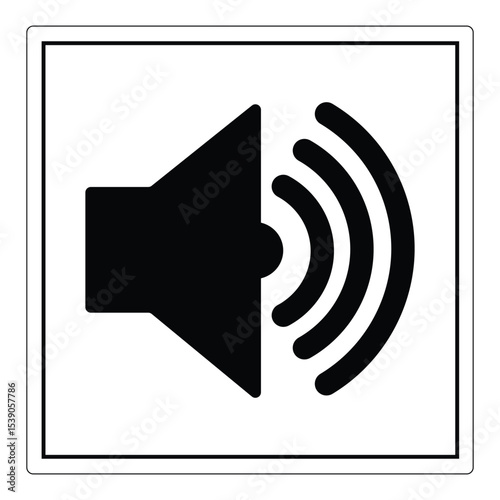 Sound Speaker Icon sign, logo, sticker, label,  black, line, flat vector, isolated illustration.