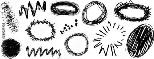 Hand drawn collection of twelve broken frames for creative design