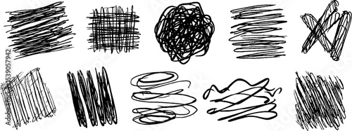 Abstract hand drawn grid and line fragments for artistic design projects