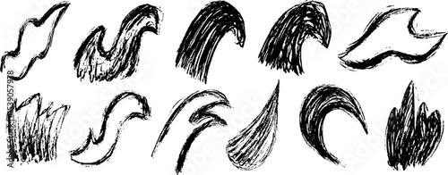 Twelve abstract hand drawn broken wave shapes for creative design and art projects