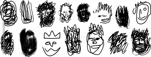 Chaotic abstract faces collection for creative design concepts