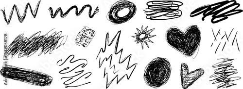 Abstract expressionism with chaotic overlapping figures in black and white