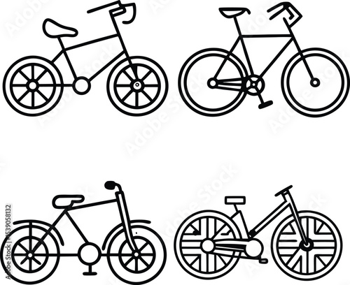  Line art bicycle vector illustration design