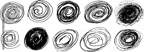 Chaotic hand drawn spiral collection for creative design projects