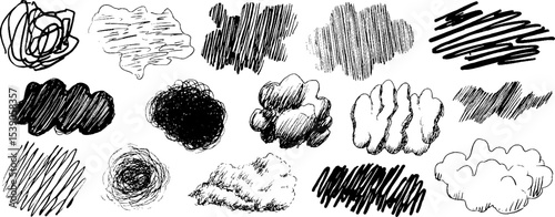 Hand drawn collection of twelve density zones for artistic design and creativity