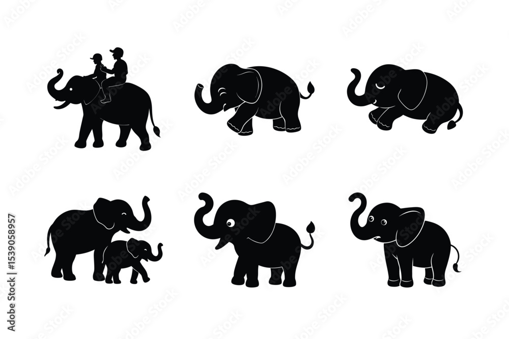 Naklejka premium Elephant silhouette design bundle
