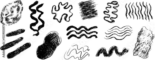 Artistic compilation of twelve unique flowing shape blobs for creative design and decoration