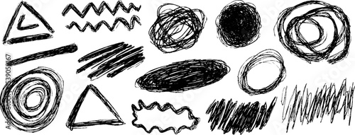 Hand drawn geometric shapes collection for artistic and design projects