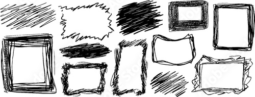 Creative collection of twelve glitchy scribble frames for design projects and artworks