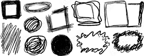 Abstract glitchy scribble frames collection for creative design projects