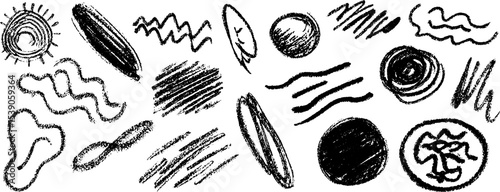 Abstract sketch collection with high contrast textures for design elements
