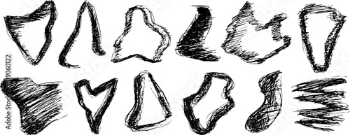 Abstract collection of hand drawn ripped paper forms for creative design