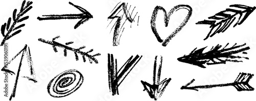 Hand-drawn rough arrow icons collection for creative design projects