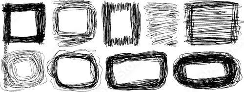 Collection of 12 hand drawn rough sketch frames for creative design projects