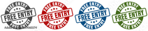 free entry stamp. free entry round stamp set isolated on white background