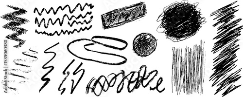 Scratchy abstract marks collection for creative design and arts projects