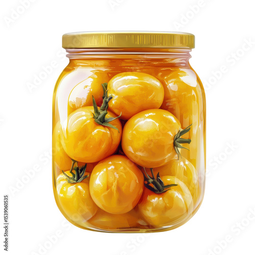 Fresh Yellow Tomatoes in Jar, Perfect for Preserving and Cooking, Vibrant Color and Healthy Choice for Home Cooks on transparent background