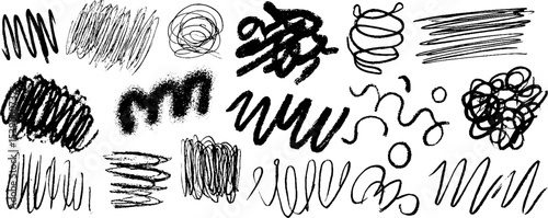 Twelve hand-drawn scribbled tangles collection for creative design projects