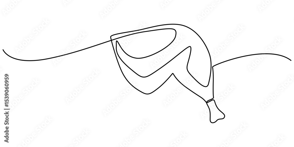 Obraz premium Continuous line drawing of Chicken leg with bone vector illustration. crispy fried chicken hand drawn minimalism style, Single continuous line drawing of hot crispy fried chicken leg for restaurant.