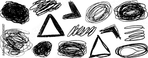 Creative collection of hand drawn tangled arrow forms for artistic design