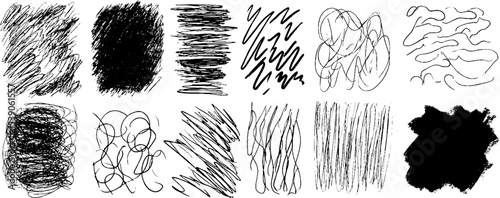 Twelve unique textured sketch zones for creative design and artistic expression