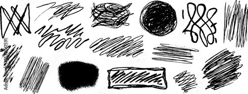 Creative collection of twelve tonal scribble forms for artistic designs and decorative projects