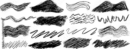 Hand drawn wave fragments collection for creative designs