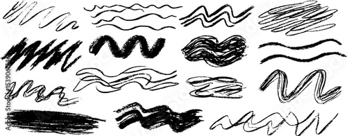 Hand drawn wave fragments collection for graphic design and creative projects