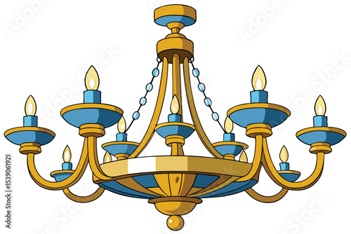 Elegant Blue and Gold Chandelier A Classic Lighting Design
