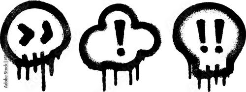 Graffiti style icons with lightbulb, thundercloud, and exclamation marks for creative design