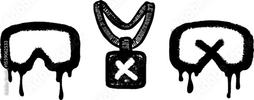 Stealth theme with night vision goggles and tactical vest symbols